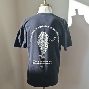 Starbucks Black Graphic Tee with White Design